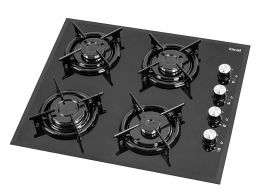 Κουζίνα πλατώ αερίου BLACK GLASS άνω του πάγκου 4 εστίες